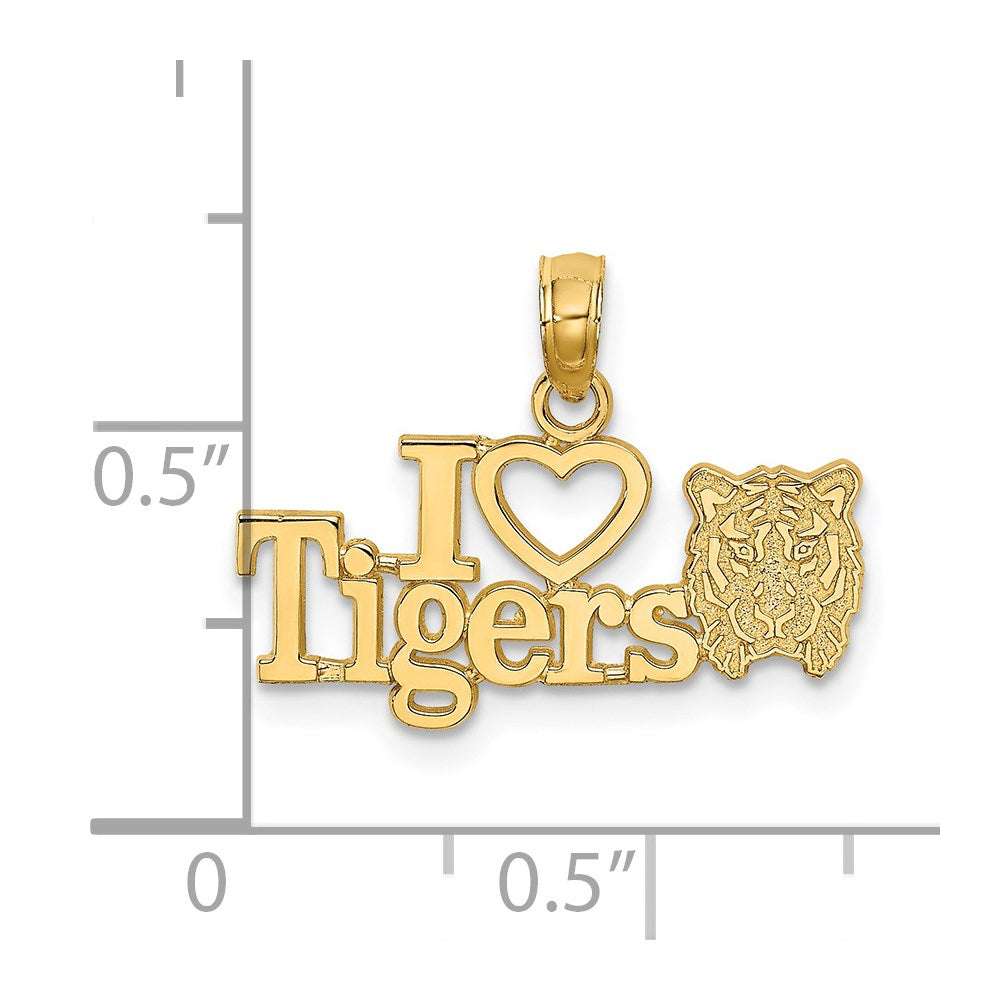 14K Yellow Gold I Heart Tigers W/ Tiger Head Charm