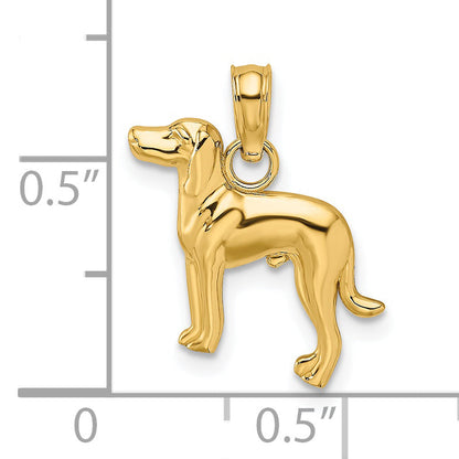14K Yellow Gold Polished Dog Charm