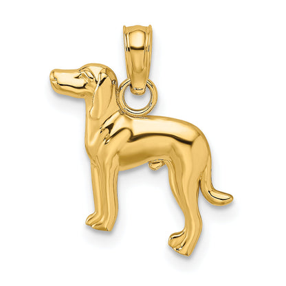 14K Yellow Gold Polished Dog Charm
