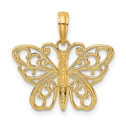 14K Yellow Gold Filigree Butterfly Charm