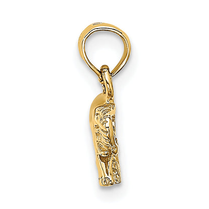 14K Yellow Gold Polished Small Elephant Charm