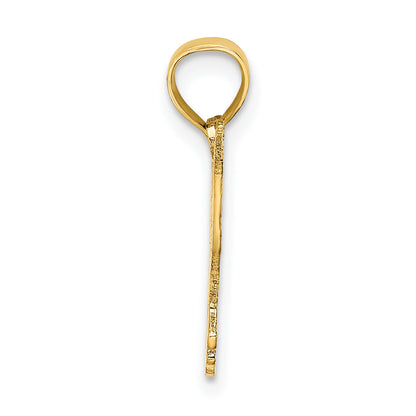 14K Yellow Gold Polished And Engraved Hummingbird Charm