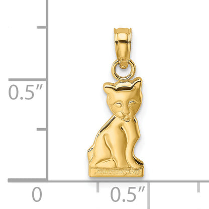 14K Yellow Gold Mini Sitting Kitten Charm