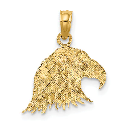14K Yellow Gold Engraved Flat Eagle Head Charm