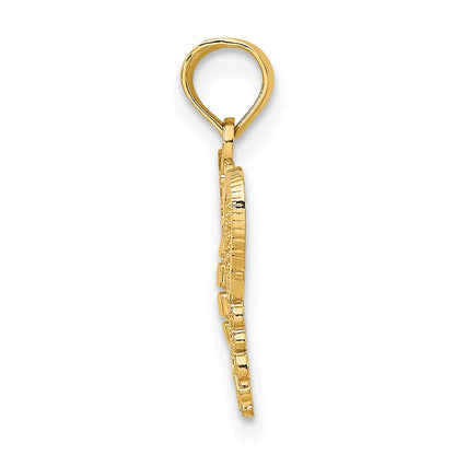 14K Yellow Gold Polished And Textured Filigree Butterfly Charm