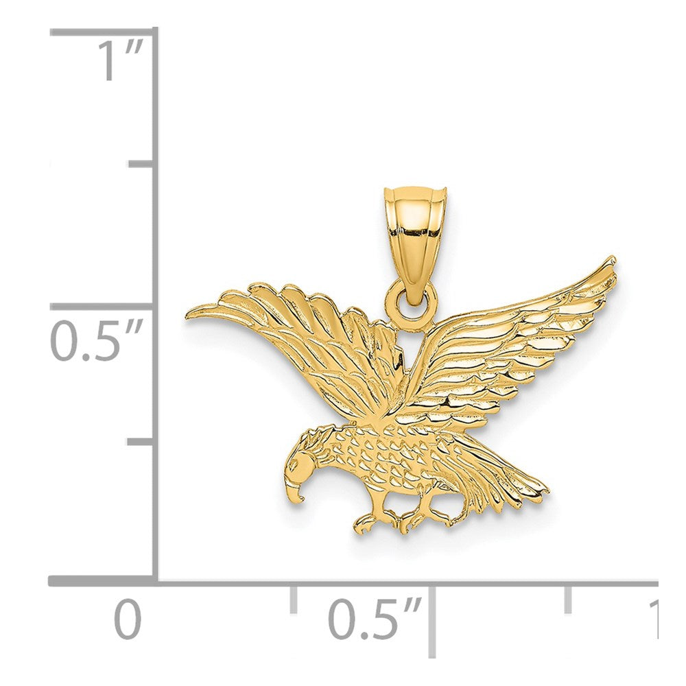 14K Yellow Gold Flat Engraved Eagle Charm