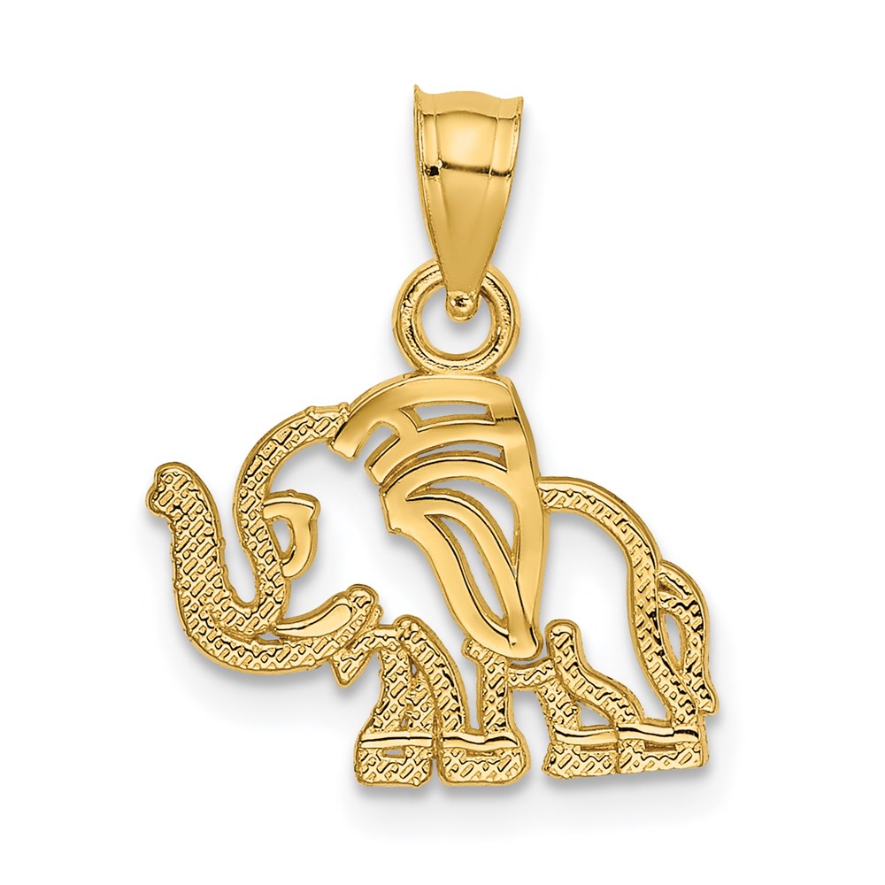 14K Yellow Gold Flat Cut-Out Elephant Charm
