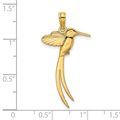 14K Yellow Gold Polished Bird W/ Long Tail Charm