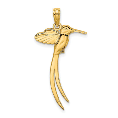 14K Yellow Gold Polished Bird W/ Long Tail Charm