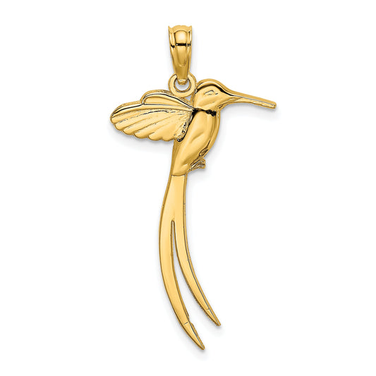 14K Yellow Gold Polished Bird W/ Long Tail Charm