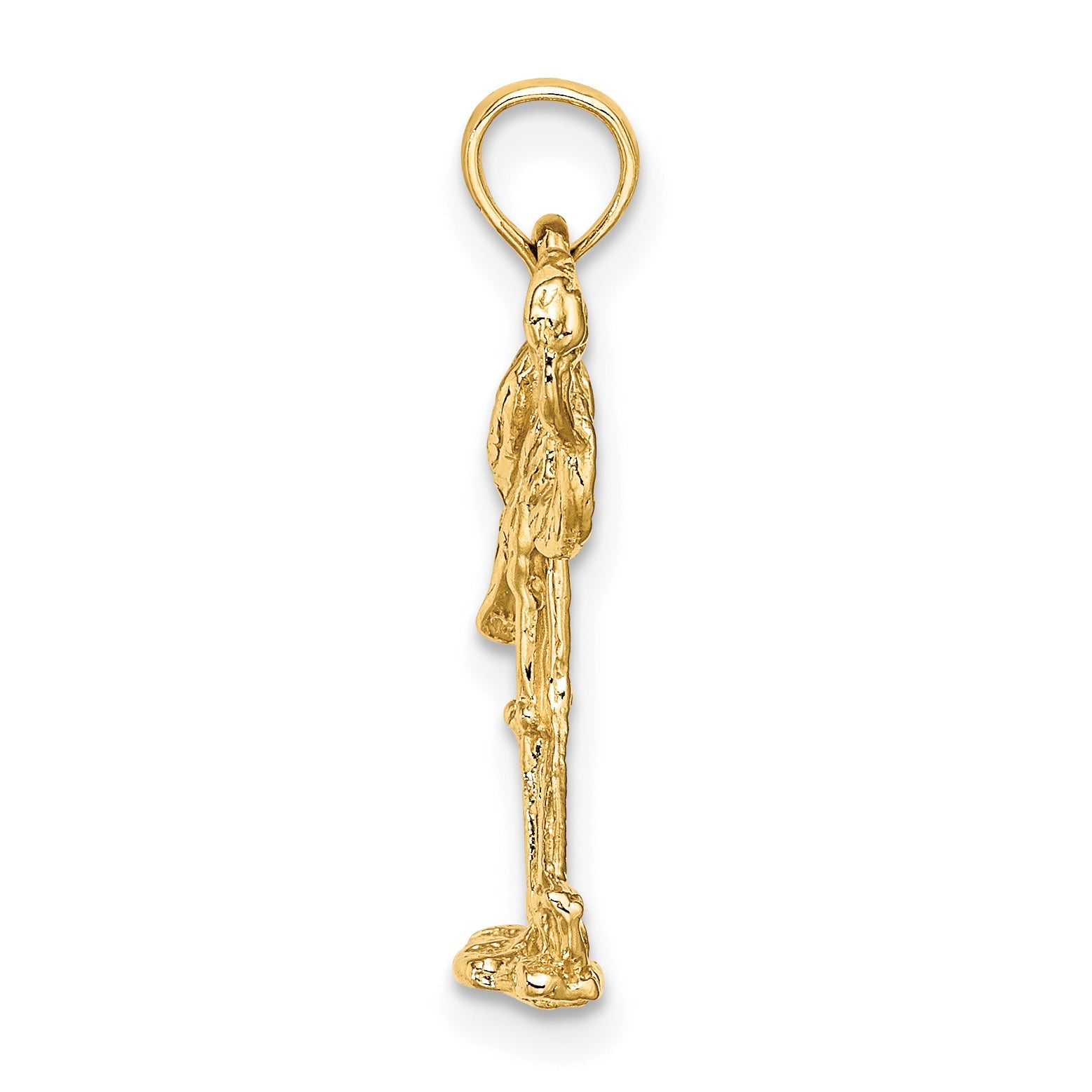 14K Yellow Gold 3-D Flamingo W/ Head Up Charm