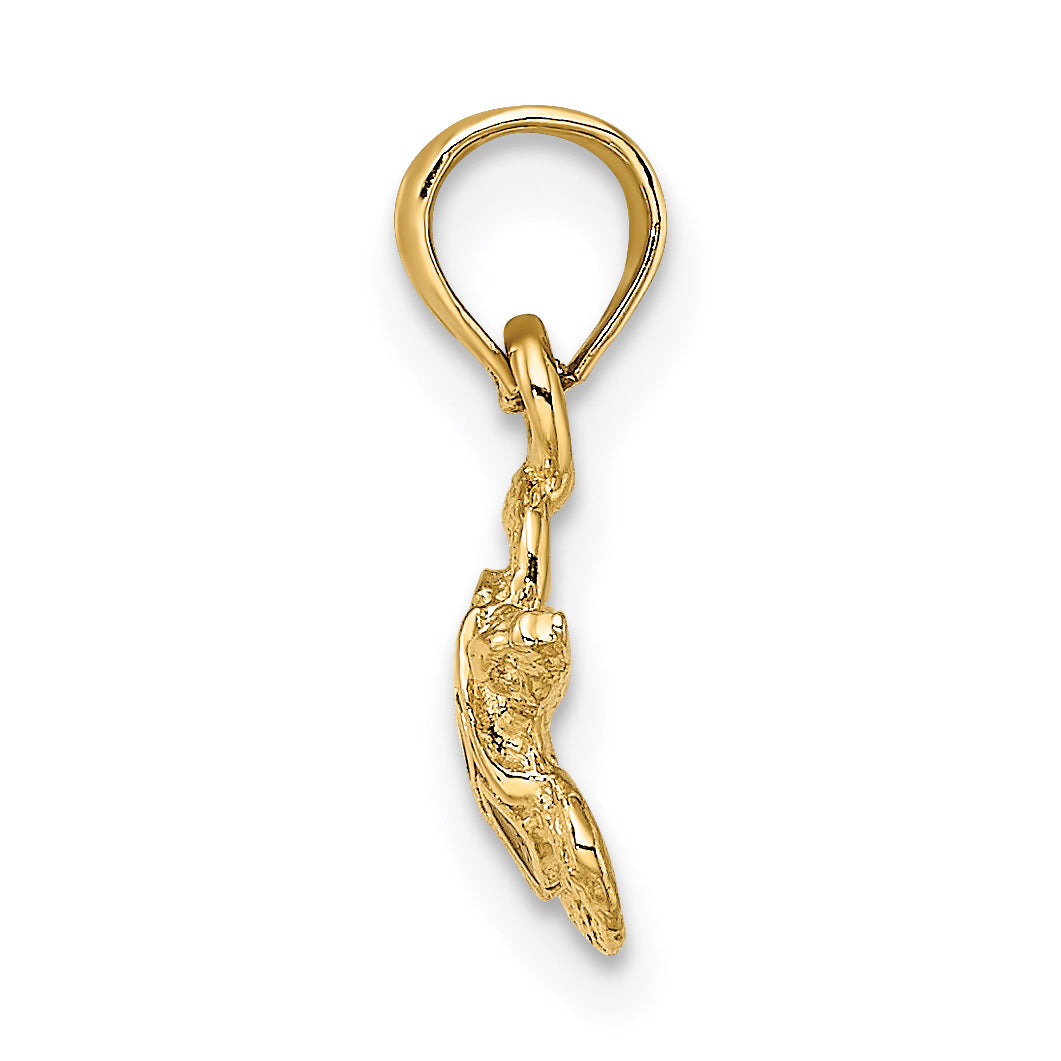 14K Yellow Gold Textured And Enameled Sea Turtle Charm