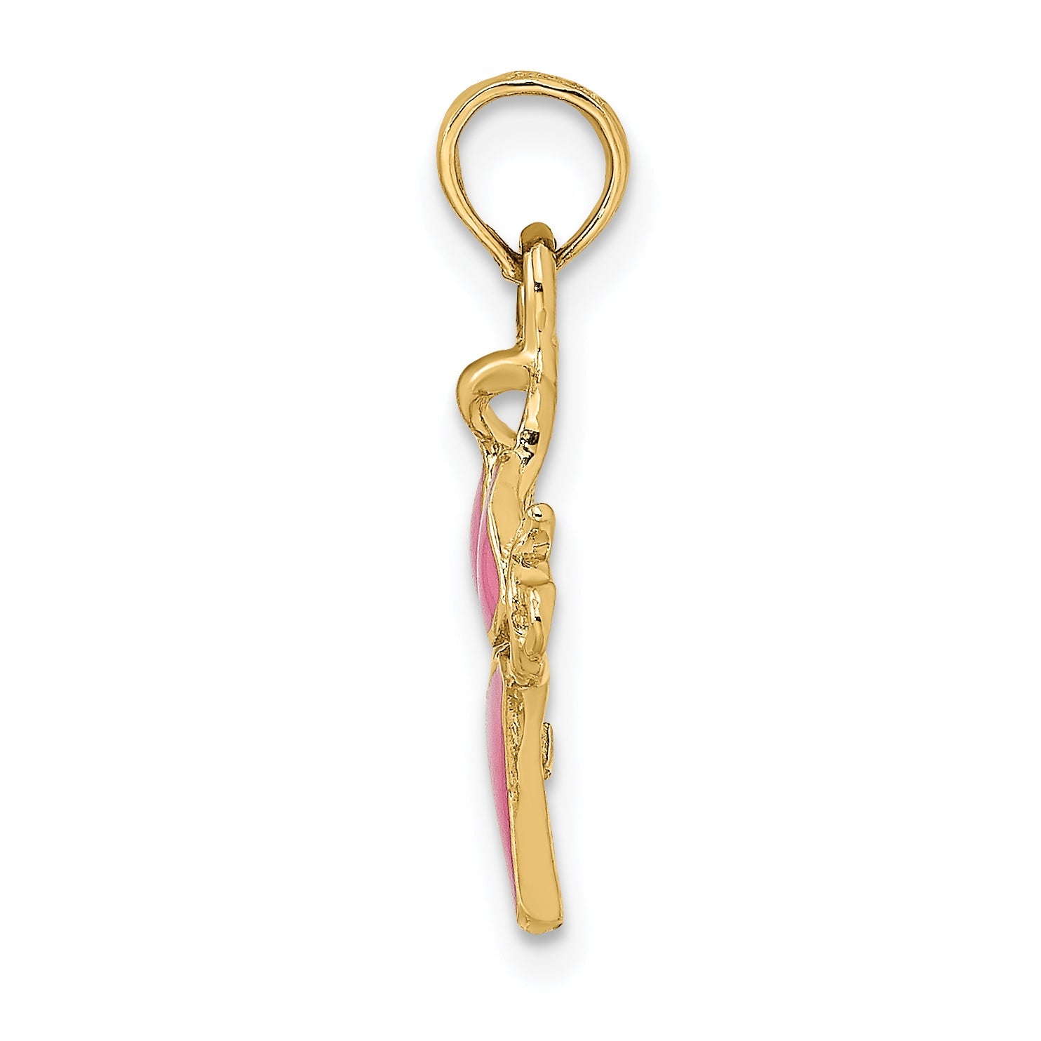 14K Yellow Gold Pink Enameled Bikini Bathing Suit Charm