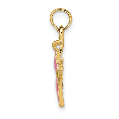 14K Yellow Gold Pink Enameled Bikini Bathing Suit Charm