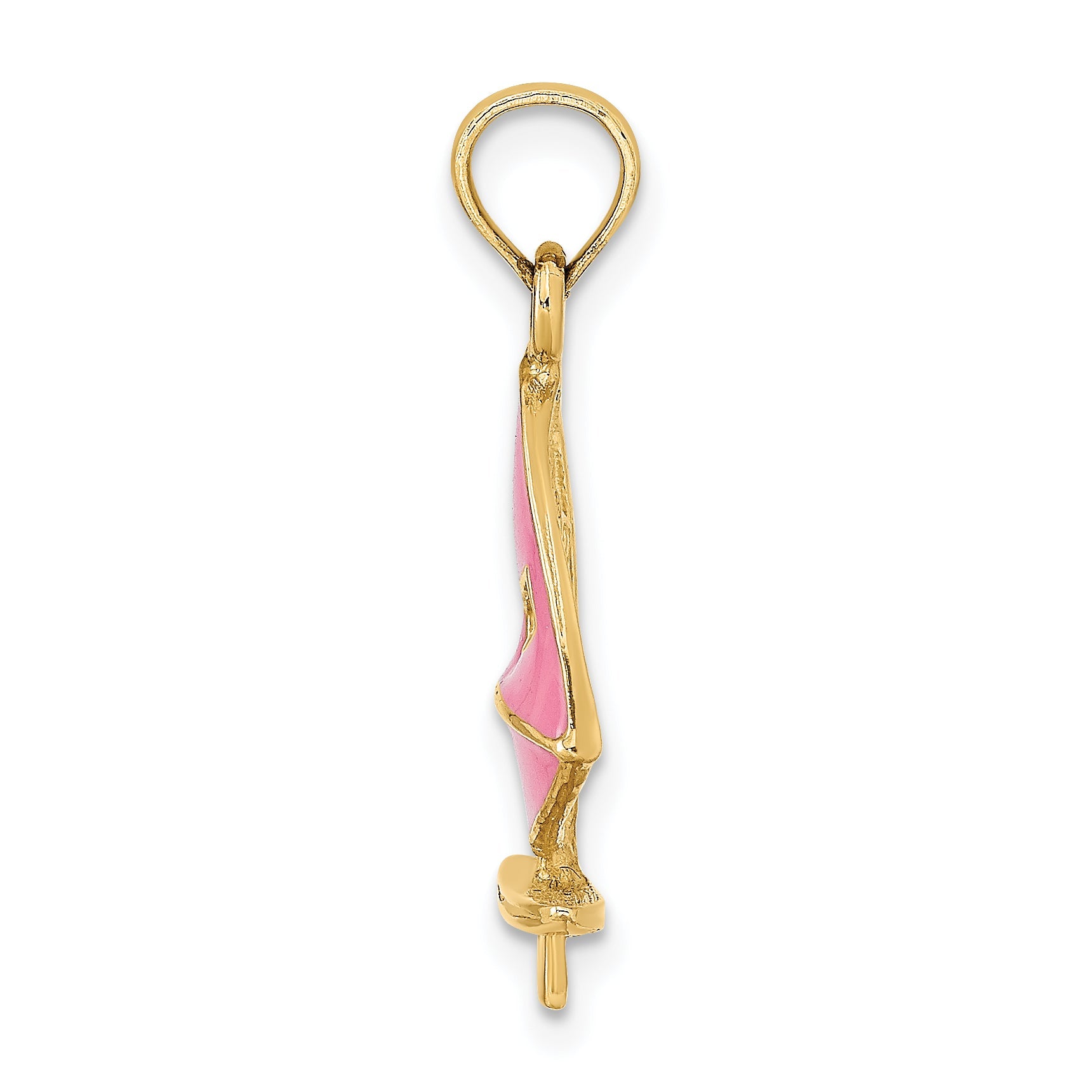 14K Yellow Gold Pink Enameled Windsail Surf Board Charm