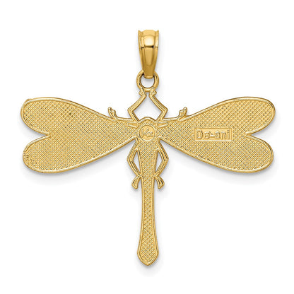 14K Yellow Gold Multi Color Enamel Dragonfly Charm