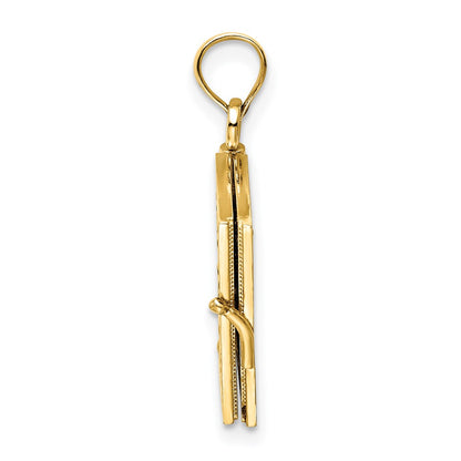 14k Yellow Gold 3-D w/ Enamel Ecclesiastes Book w/ Moveable Pages Charm