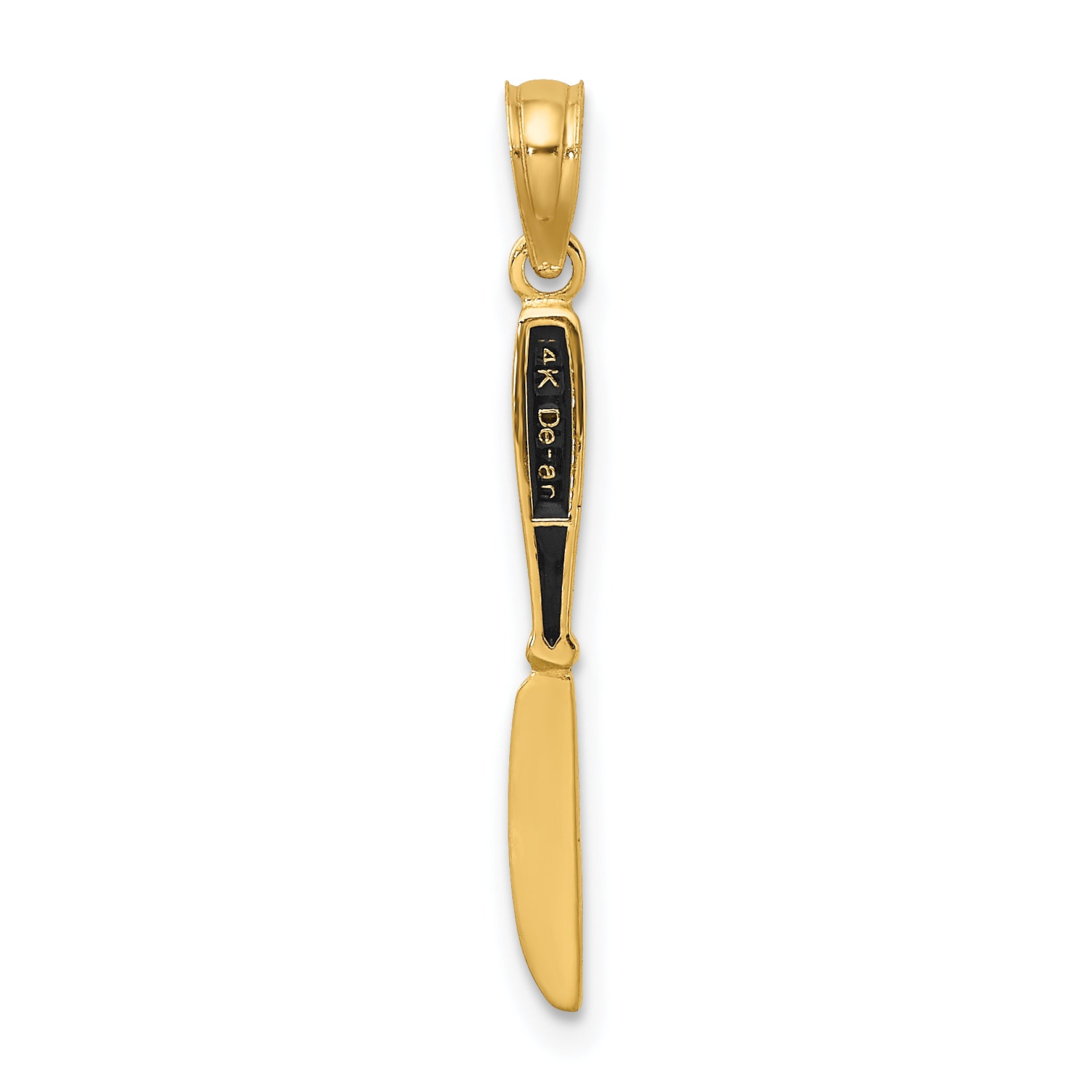 14K Yellow Gold W/ Black Enamel 3-D Table Knife Charm