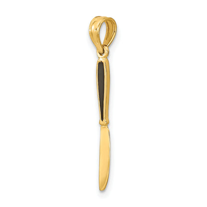 14K Yellow Gold W/ Black Enamel 3-D Table Knife Charm
