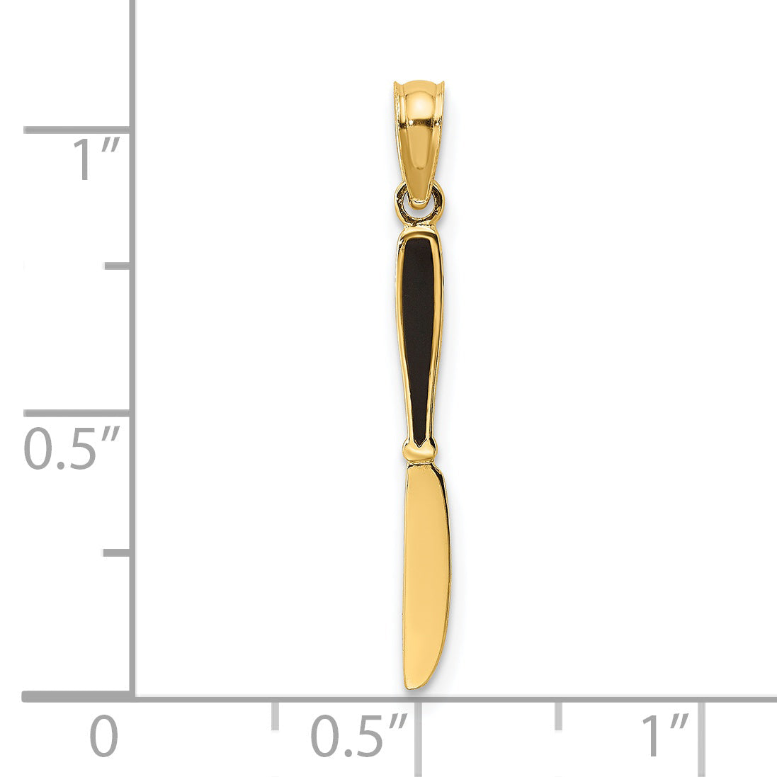14K Yellow Gold W/ Black Enamel 3-D Table Knife Charm