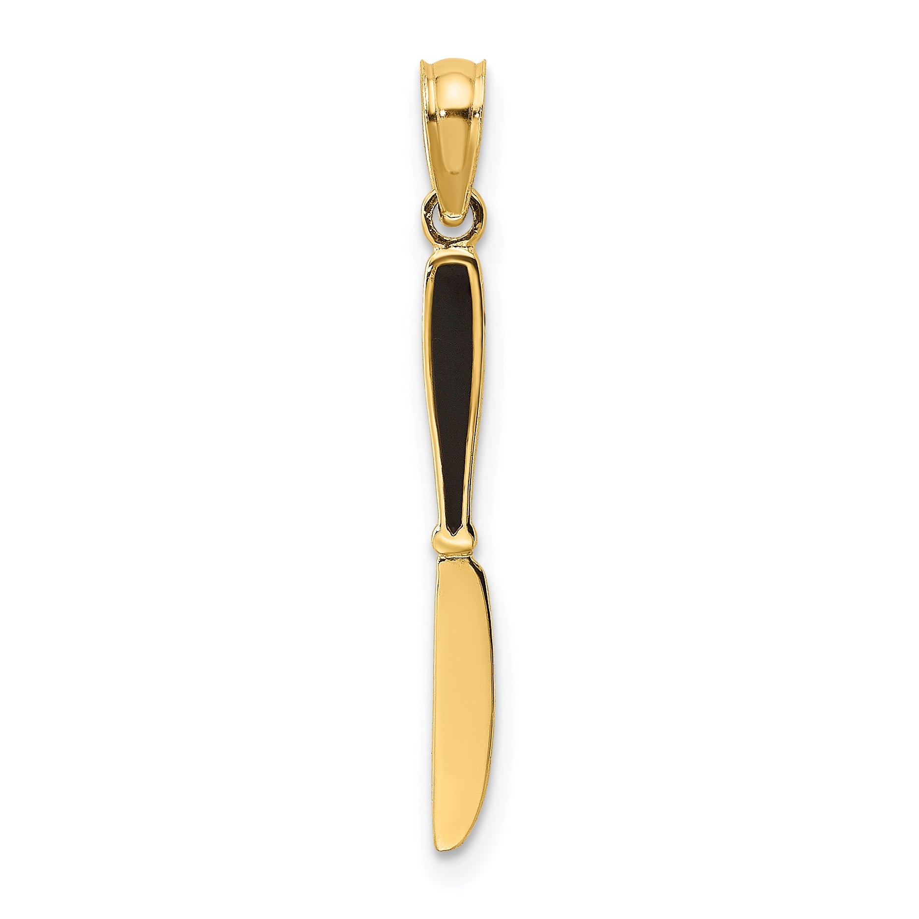14K Yellow Gold W/ Black Enamel 3-D Table Knife Charm