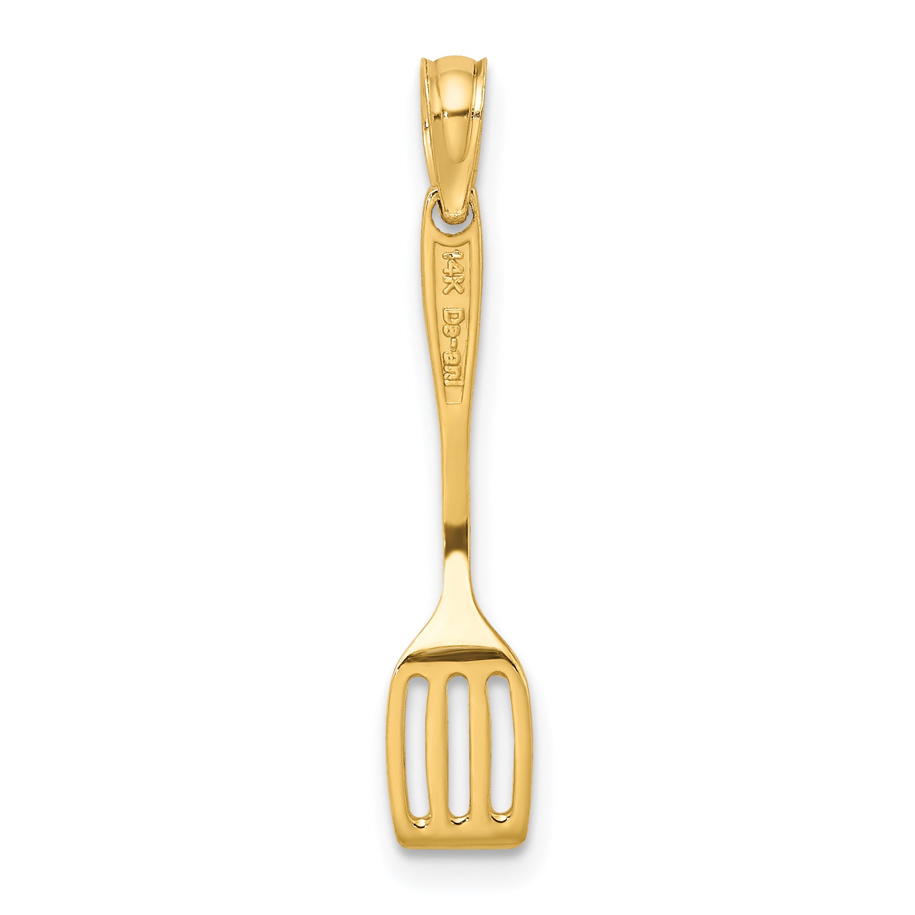 14K Yellow Gold W/ Black Enamel 3-D Spatula Charm