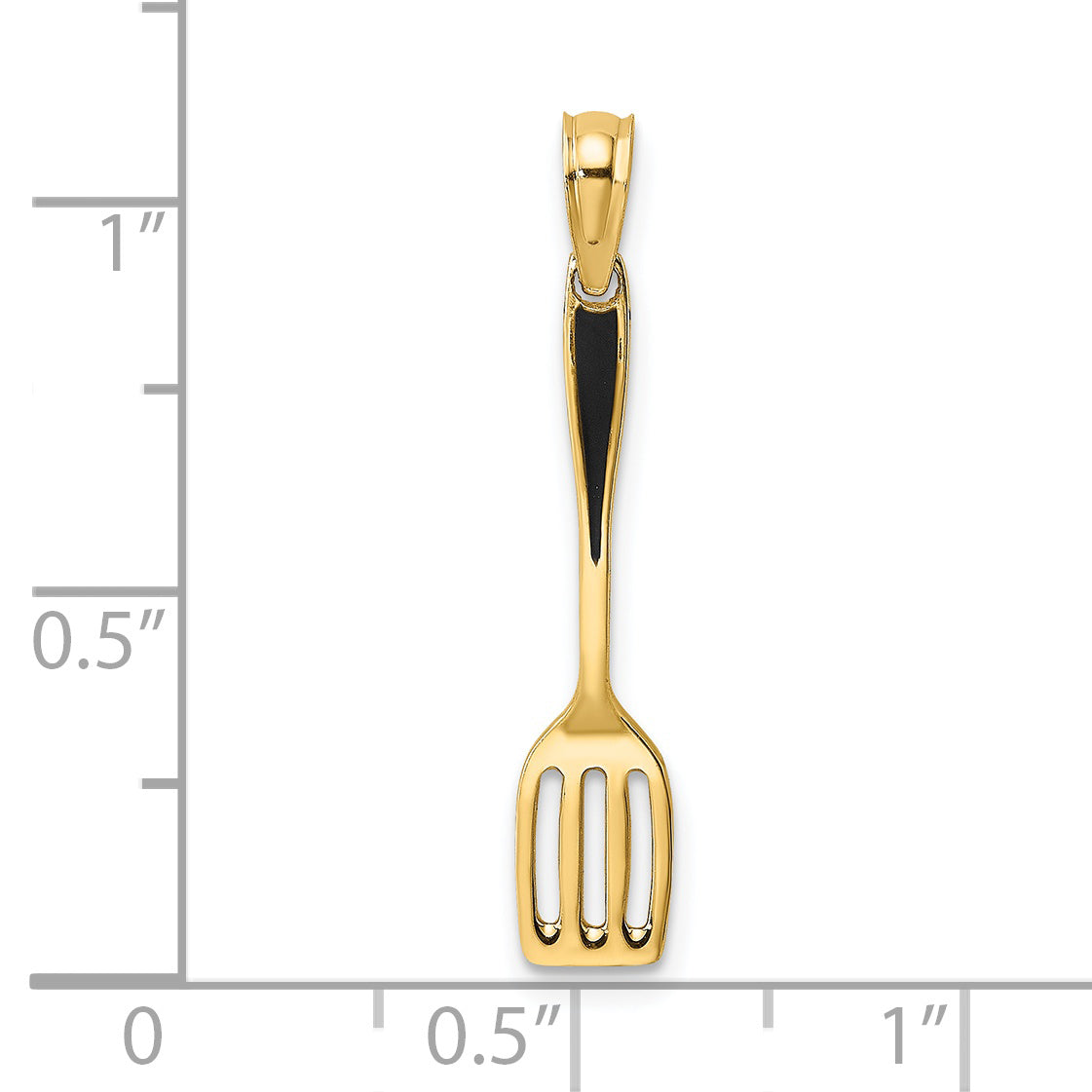 14K Yellow Gold W/ Black Enamel 3-D Spatula Charm