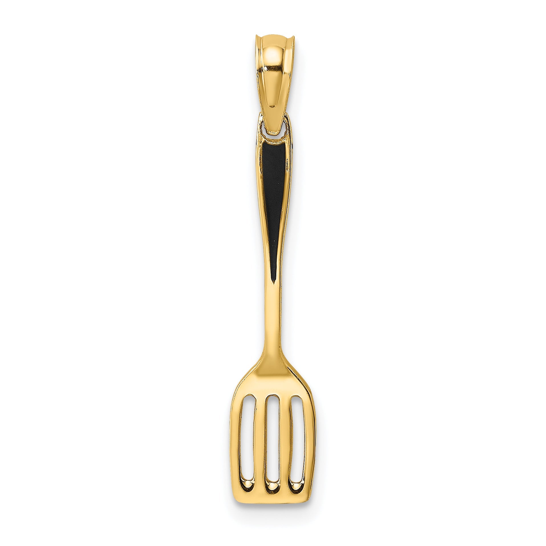 14K Yellow Gold W/ Black Enamel 3-D Spatula Charm