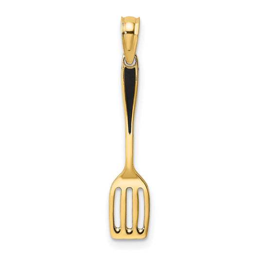 14K Yellow Gold W/ Black Enamel 3-D Spatula Charm