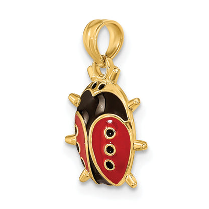 14K Yellow Gold Enameled Ladybug Charm