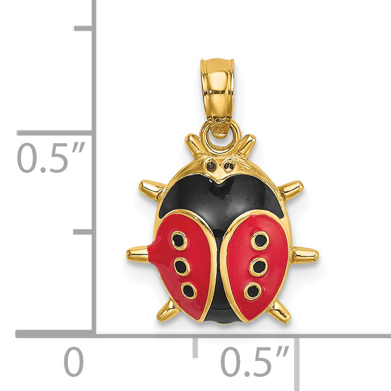 14K Yellow Gold Enameled Ladybug Charm