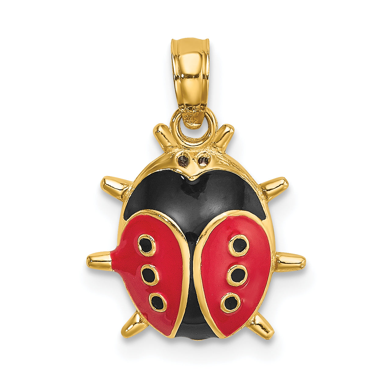 14K Yellow Gold Enameled Ladybug Charm