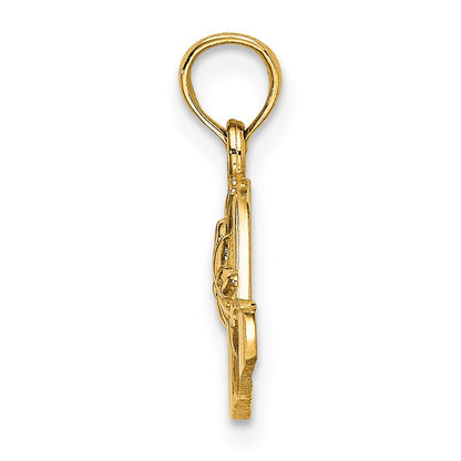 14K Yellow Gold Polished 2-D Red Enamel Hat Charm