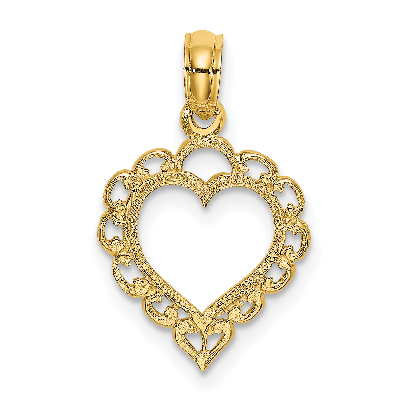 14K Yellow Gold Heart W/ Lace Trim Charm