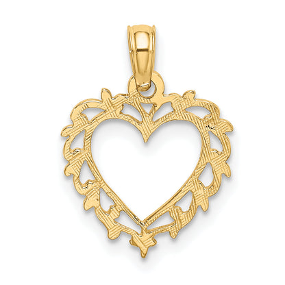 14K Yellow Gold Heart W/ Lace Trim Charm