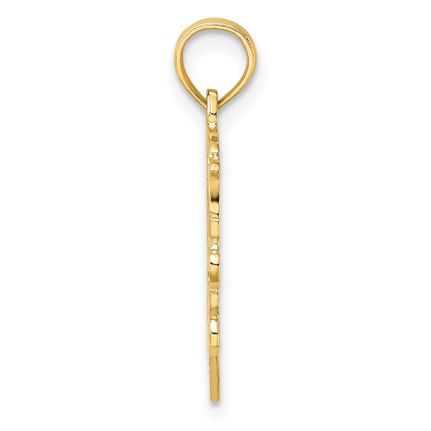 14K Yellow Gold Love In Heart W/ Floral Design Charm