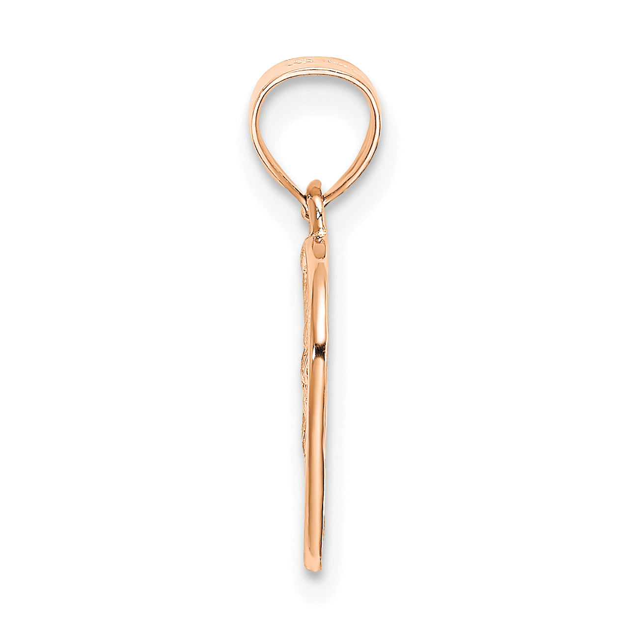 14K Rose Gold Polished Cut-Out And Textured Woven Heart Charm