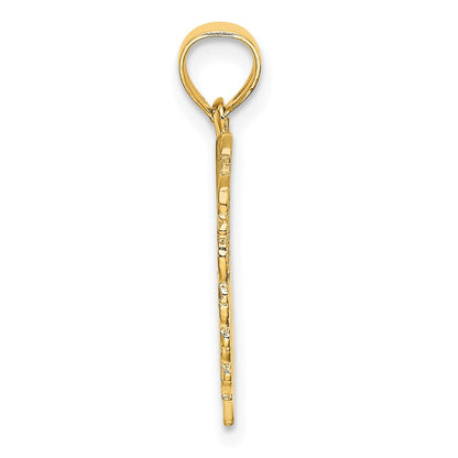 14K Yellow Gold Polished And Textured Heart Charm