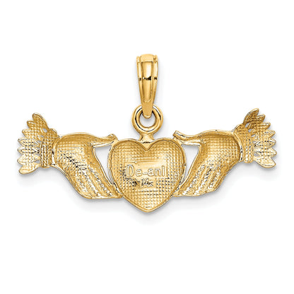 14K Yellow Gold Hands Holding Heart Charm