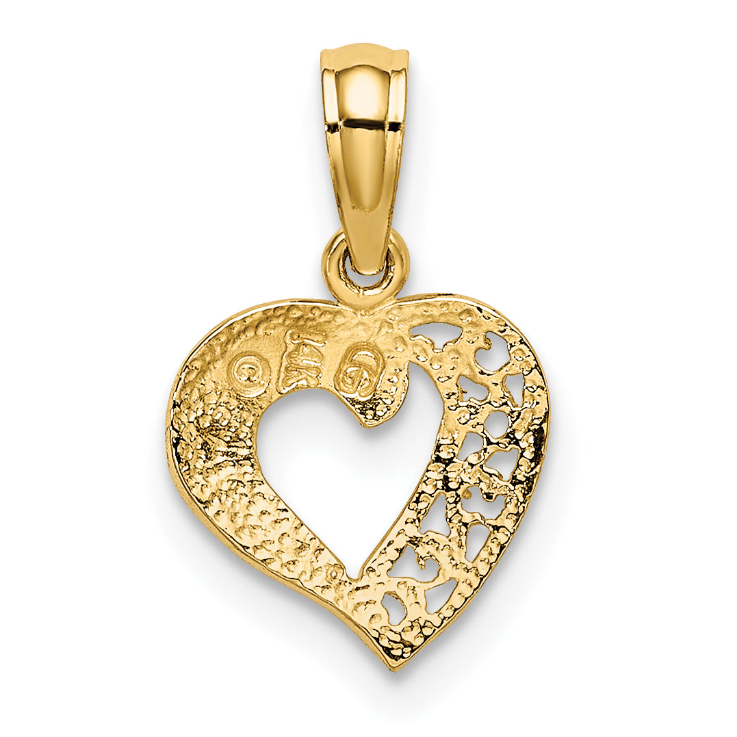 14K Yellow Gold Open Mini Heart Charm