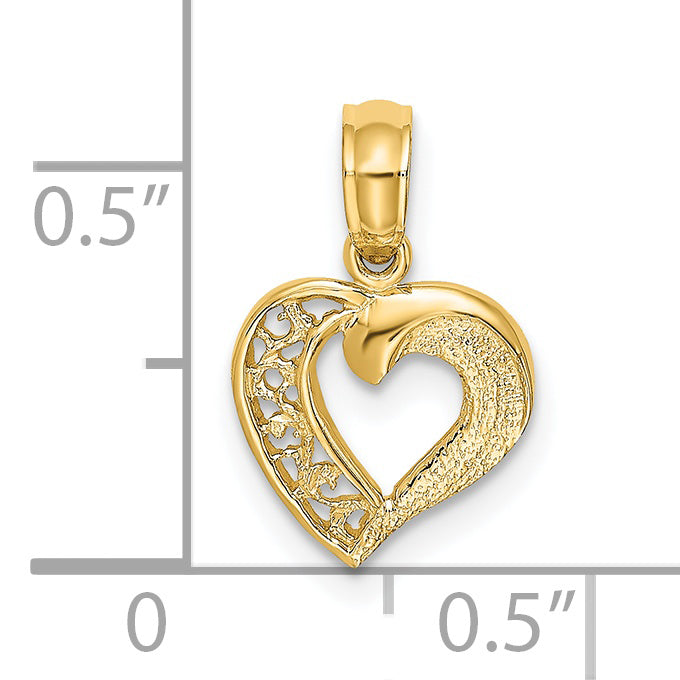 14K Yellow Gold Open Mini Heart Charm