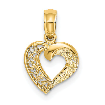 14K Yellow Gold Open Mini Heart Charm