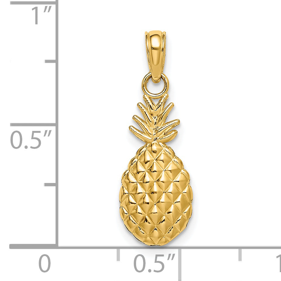14K Yellow Gold Textured Pineapple Charm