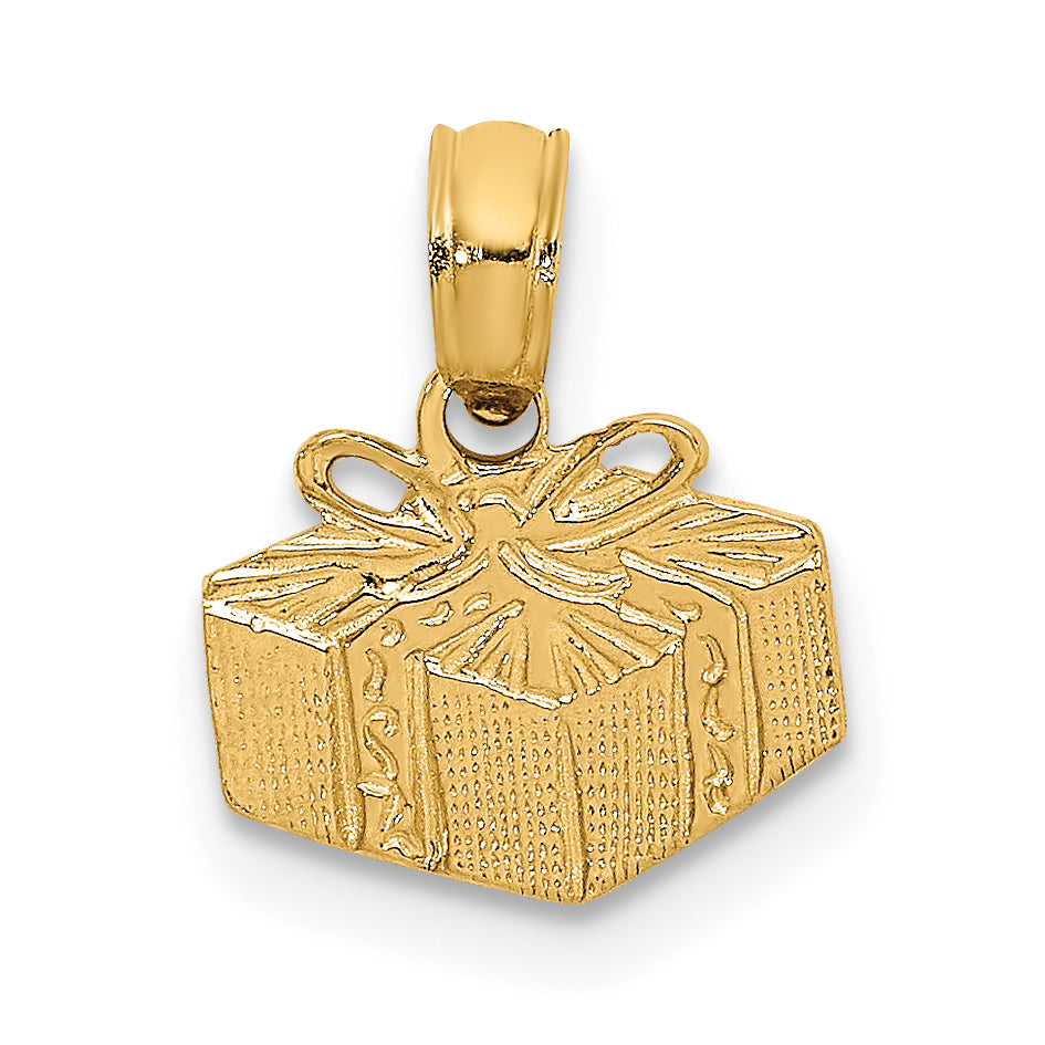 14K Yellow Gold Wrapped Gift Box Charm