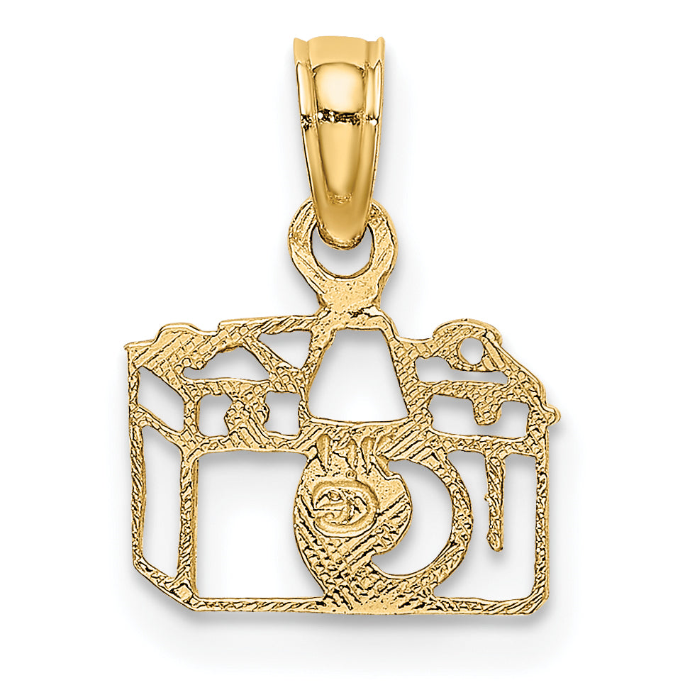 14K Yellow Gold Flat Cut-Out Camera Charm