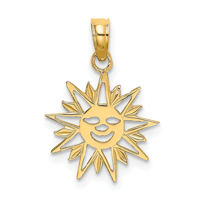 14K Yellow Gold Smiling Sun Charm