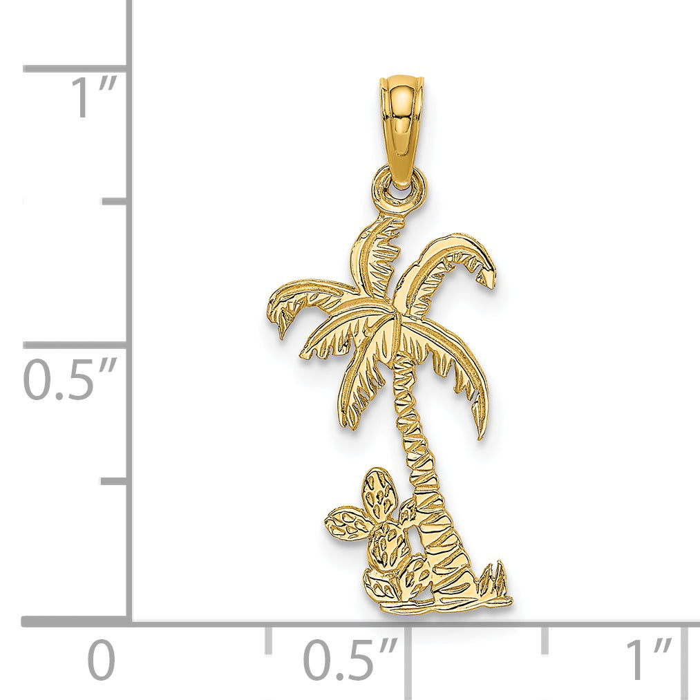 14K Yellow Gold Palm Tree W/ Cactus Charm