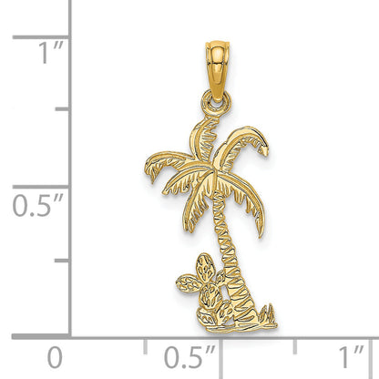 14K Yellow Gold Palm Tree W/ Cactus Charm