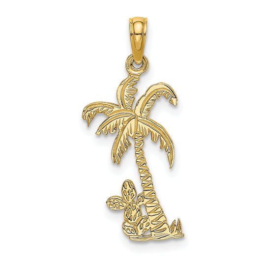 14K Yellow Gold Palm Tree W/ Cactus Charm