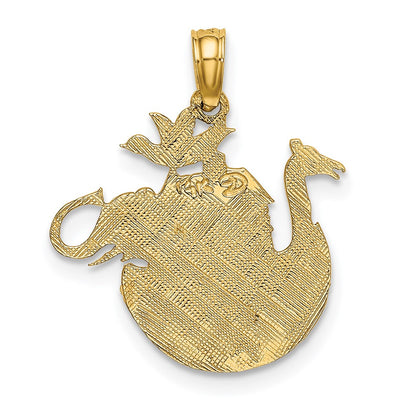 14K Yellow Gold Engraved Flat Noah'S Ark Charm